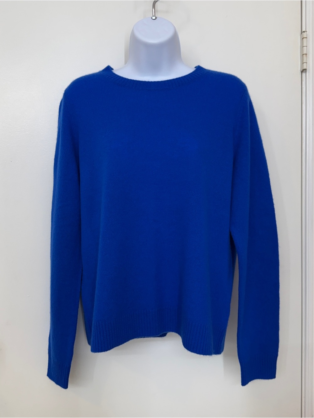 Caslon Womens Large Cobalt Blue 100% Cashmere Crewneck Sweater Long Sleeve